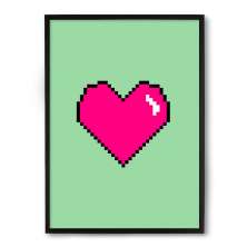 Quadro/Poster Nerderia Coracao Pixels