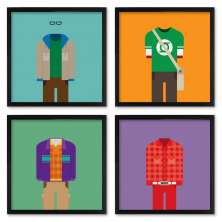 Quadros 20X20 (4 Uni) Nerderia Big Bang Theory Roupas