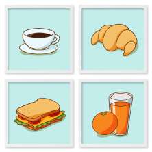 Quadros 20X20 (4 Uni) Nerderia Breakfast Cartoon 02