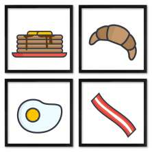 Quadros 20X20 (4 Uni) Nerderia Breakfast Vetor 02