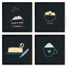 Quadros 20X20 (4 Uni) Nerderia Cafe Linhas