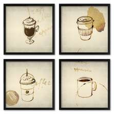 Quadros 20X20 (4 Uni) Nerderia Cafe Vintage