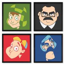 Quadros 20X20 (4 Uni) Nerderia Chaves Cartooon