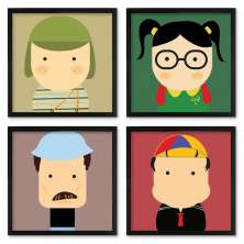 Quadros 20X20 (4 Uni) Nerderia Chaves Personagens