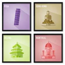 Quadros 20X20 (4 Uni) Nerderia Cidades 03
