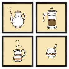 Quadros 20X20 (4 Uni) Nerderia Coffee Desenho 01