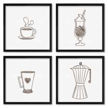 Quadros 20X20 (4 Uni) Nerderia Desenho Cafes 02