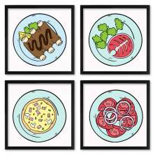 Quadros 20X20 (4 Uni) Nerderia Desenho Pratos 02