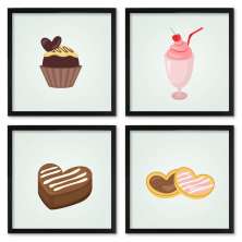Quadros 20X20 (4 Uni) Nerderia Doces Gordos