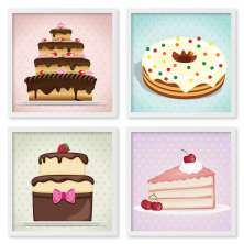 Quadros 20X20 (4 Uni) Nerderia Doces Ilustracao