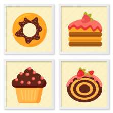 Quadros 20X20 (4 Uni) Nerderia Doces Vetor