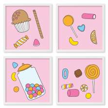 Quadros 20X20 (4 Uni) Nerderia Doces Voando