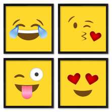 Quadros 20X20 (4 Uni) Nerderia Emoticos Whatsapp