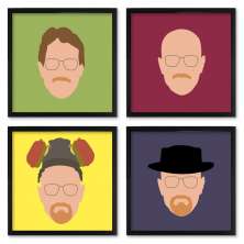Quadros 20X20 (4 Uni) Nerderia Heisenberg Minimalista