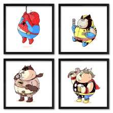 Quadros 20X20 (4 Uni) Nerderia Herois Gordos