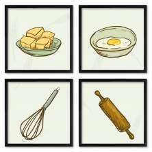 Quadros 20X20 (4 Uni) Nerderia Ingredientes Pao