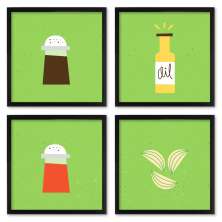 Quadros 20X20 (4 Uni) Nerderia Ingredientes Vetor