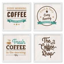 Quadros 20X20 (4 Uni) Nerderia Logos Coffee Shop 01