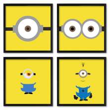 Quadros 20X20 (4 Uni) Nerderia Minions