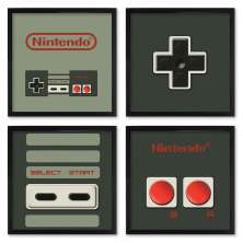 Quadros 20X20 (4 Uni) Nerderia Nintendo