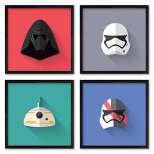 Quadros 20X20 (4 Uni) Nerderia Star Minimalista
