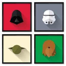 Quadros 20X20 (4 Uni) Nerderia Star Wars Minimalista