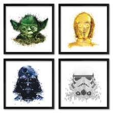 Quadros 20X20 (4 Uni) Nerderia Star Wars Posters