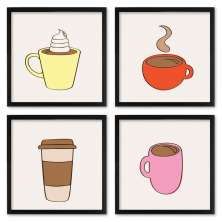 Quadros 20X20 (4 Uni) Nerderia Tipos De Cafe 01
