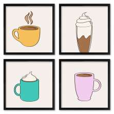 Quadros 20X20 (4 Uni) Nerderia Tipos De Cafe 02