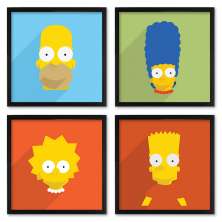 Quadros 20x20 (4 Uni) Nerderia Simpsons Minimalista