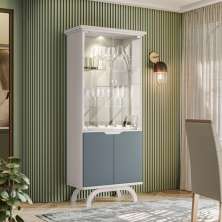 Cristaleira 2 Portas Creta Off White Cinza
