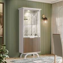 Cristaleira 2 Portas Creta Off White Imbuia