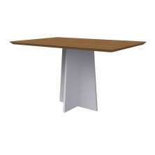 Mesa Anitta 135x90cm Tampo Madeirado - Off White/Imbuia