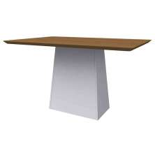 Mesa Bárbara 135x90cm Tampo Madeirado - Off White/Imbuia