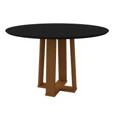 Mesa Redonda Sala de Jantar Tampo Com Vidro 1,20X1,20 Mts Ype/Preto Isabela New Ceval