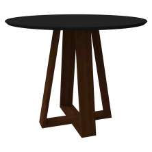 Mesa Vitória 100x100cm - Amêndoa/Preto