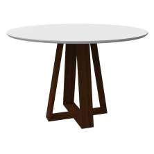 Mesa Vitória 120x120cm - Amêndoa/Off White