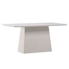Mesa de Jantar Bárbara 160x90 Off White Tampo em MDF com Vidro - New Ceval