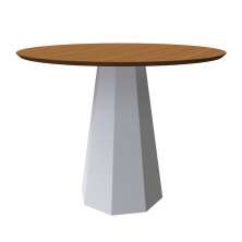 Mesa de Jantar Redonda Isis Imbuia e Off White 100 cm