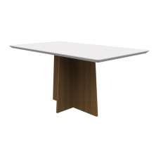 Mesa para Sala de Jantar Tampo Com Vidro 1,60X0,90 Mts Imbuia/Off White Anitta New Ceval