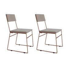 Conjunto com 2 Cadeiras Málaga Veludo Bege e Cobre