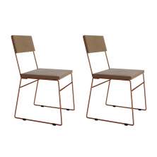 Conjunto com 2 Cadeiras Málaga Veludo Marrom e Cobre