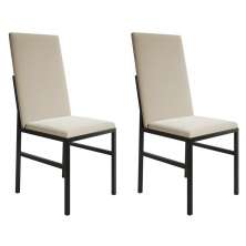 Conjunto com 2 Cadeiras Mônaco Premium Veludo Bege e Preto