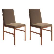 Conjunto com 2 Cadeiras Mônaco Veludo Marrom e Cobre