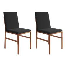Conjunto com 2 Cadeiras Mônaco Veludo Preto e Cobre
