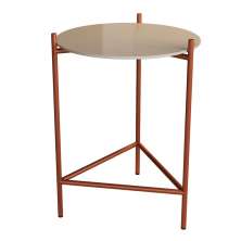 Mesa Lateral Marbella Off White e Cobre