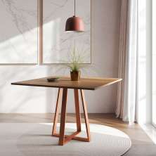 Mesa de Jantar Mônaco Quadrada Cobre e Imbuia 110 cm