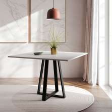Mesa de Jantar Quadrada Mônaco Preta e Branca 110 cm