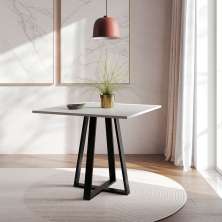 Mesa de Jantar Quadrada Mônaco Preta e Branca 90 cm