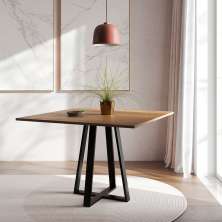 Mesa de Jantar Quadrada Mônaco Preta e Imbuia 110 cm